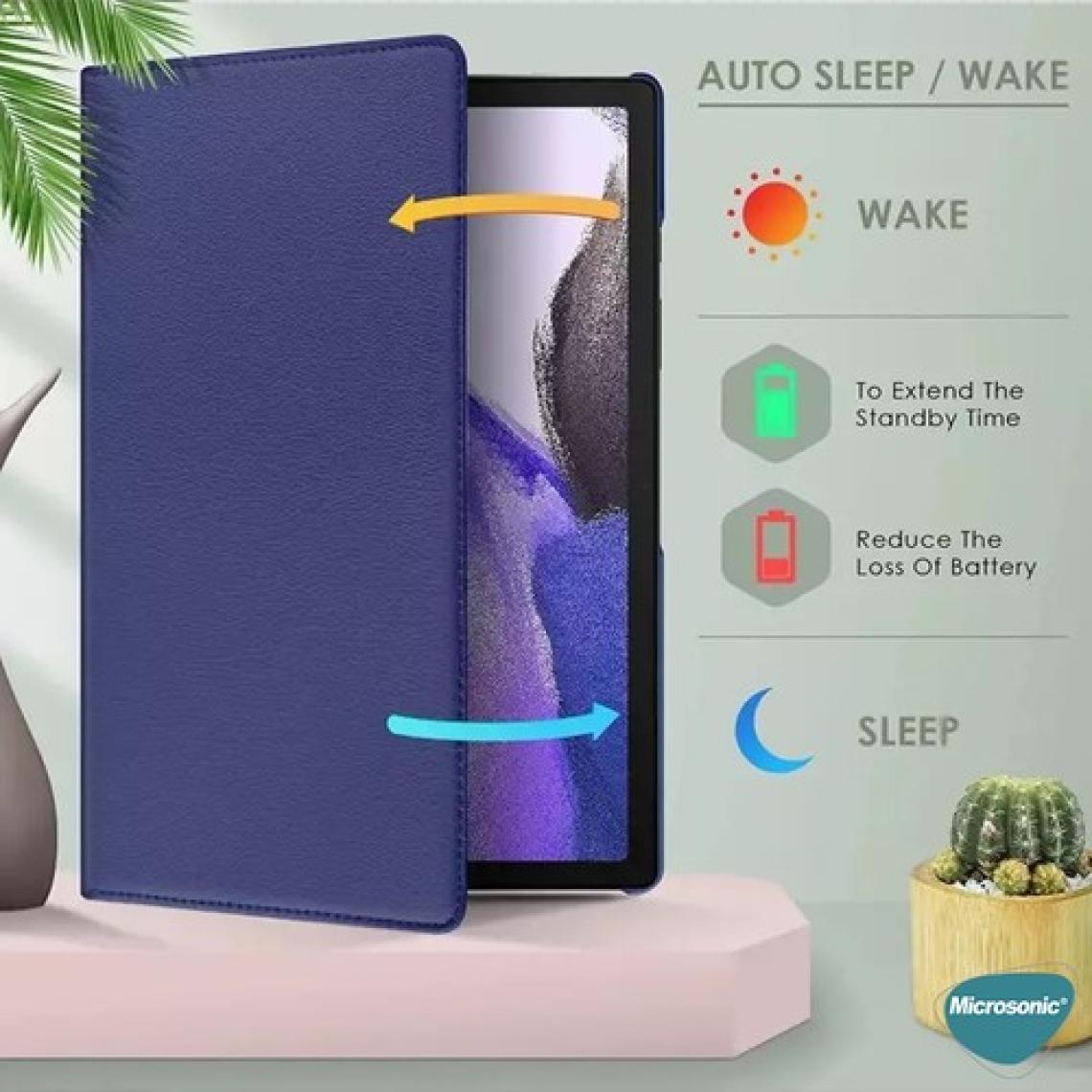Microsonic Samsung Galaxy Tab S9 Fe+ Kılıf 360 Rotating Stand Deri Mor