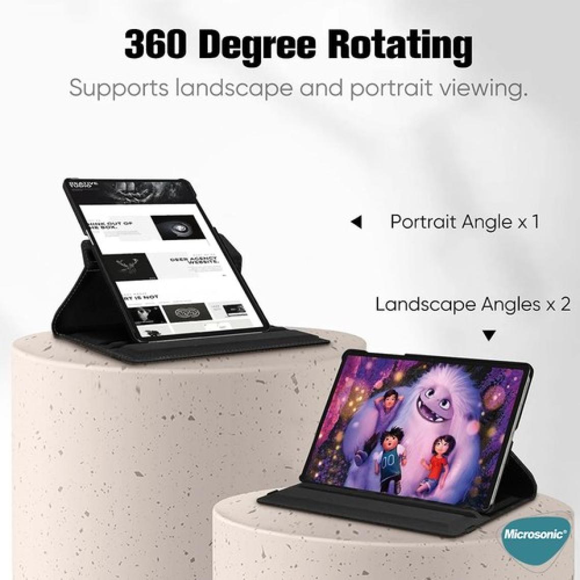 Microsonic Samsung Galaxy Tab S9 Fe+ Kılıf 360 Rotating Stand Deri Mor