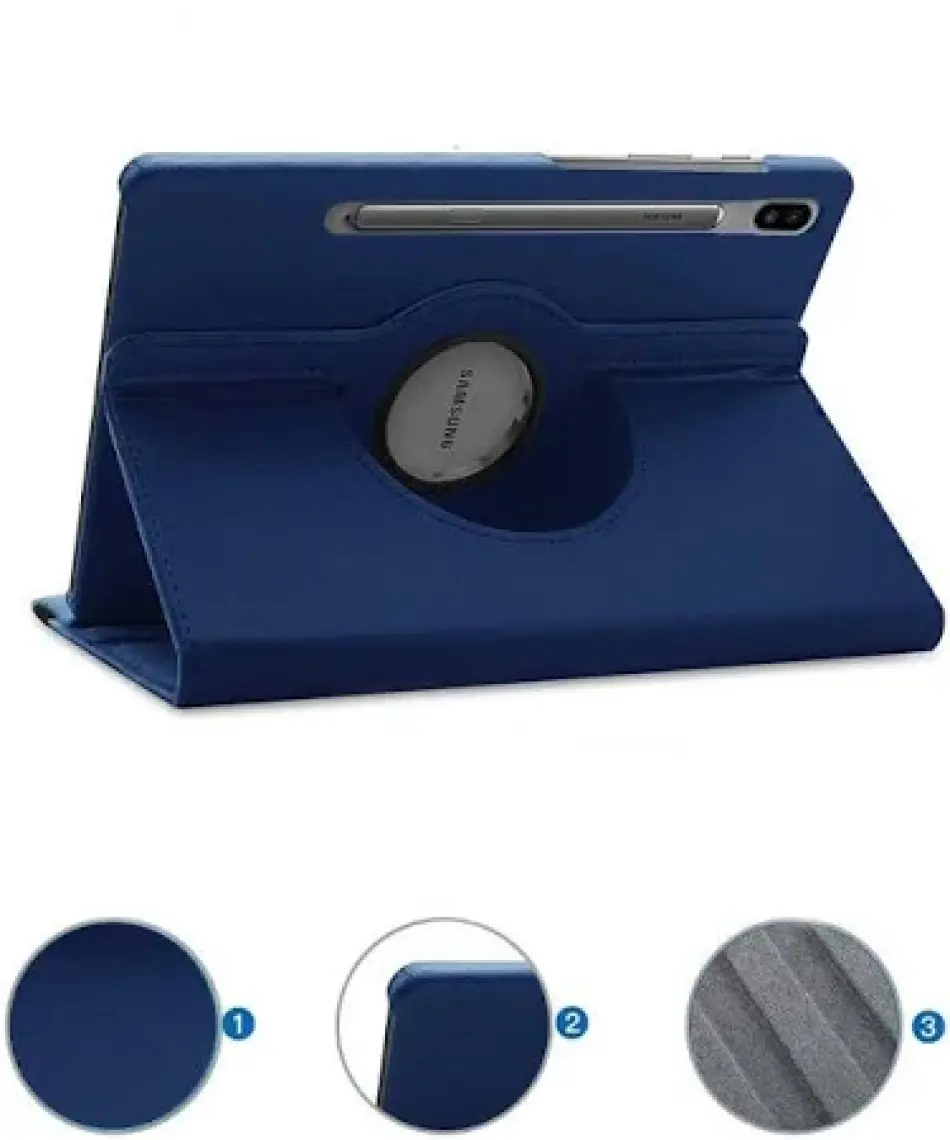 Case 4U Samsung Galaxy Tab S7 FE LTE T737 Dönebilen Standlı Kılıf Mavi