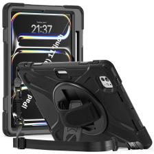 FUJİMAX Apple iPad Pro 11 M4 2024 Kılıf Yatay ve Dikey Standlı Askılı Military Amazing Defender Zırh Özellikli Kılıf