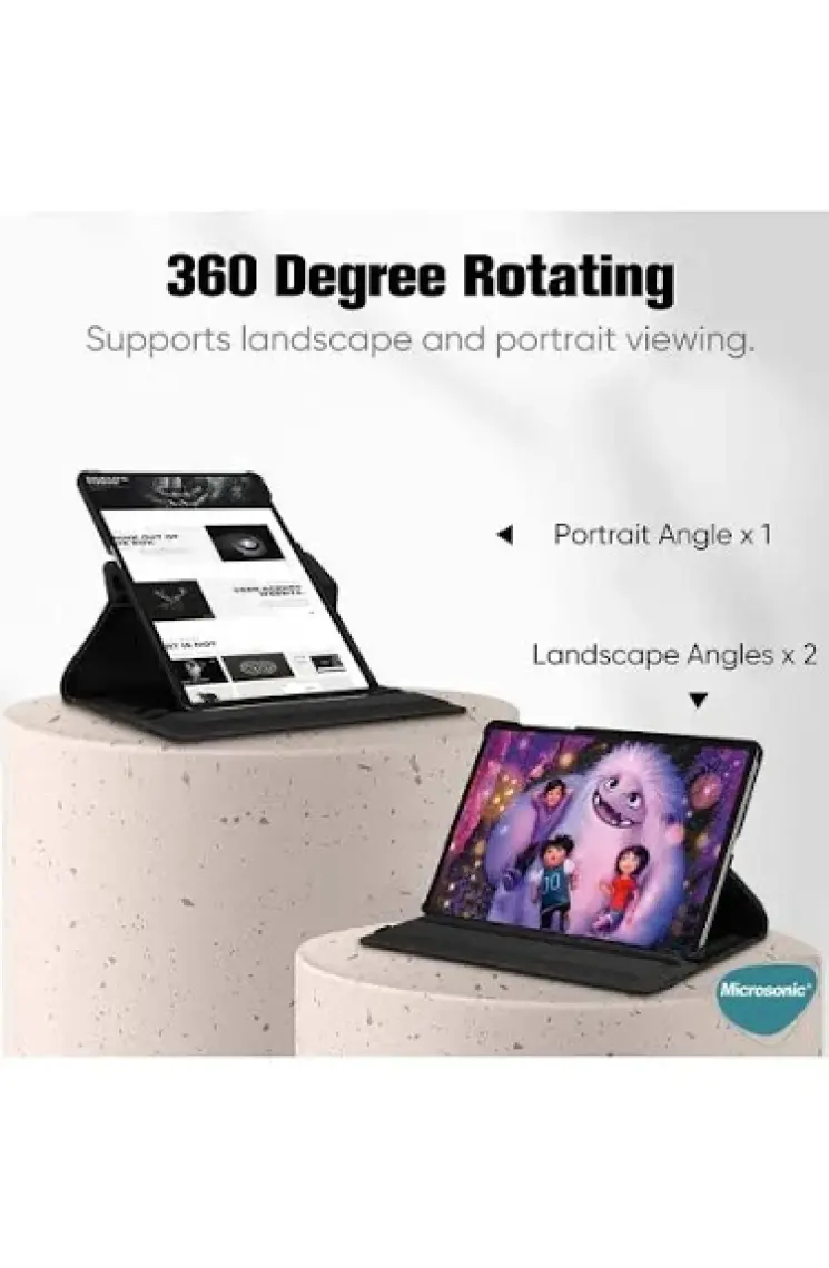 Microsonic Samsung Galaxy Tab S10 Ultra X920 Kılıf 360 Rotating Stand Deri Lacivert