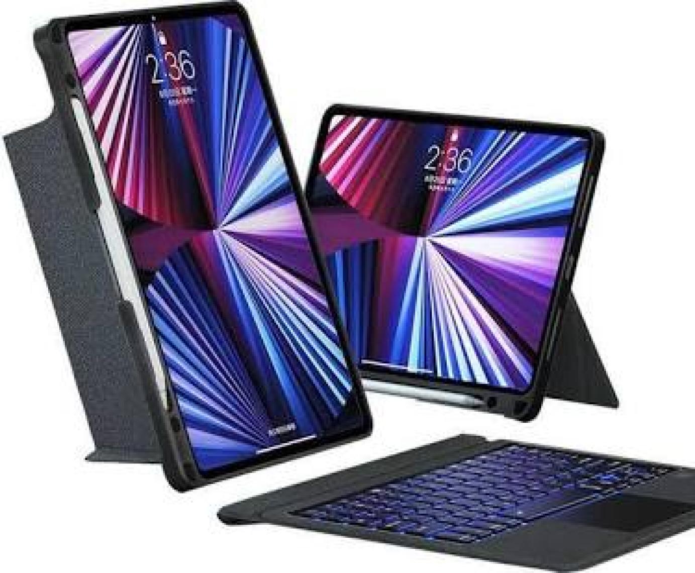 Fuchsia Apple iPad 10.2 2020 (8.nesil) Uyumlu Touch Pad Bluetooth Klavyeli Standlı Mıknatıslı Kılıf