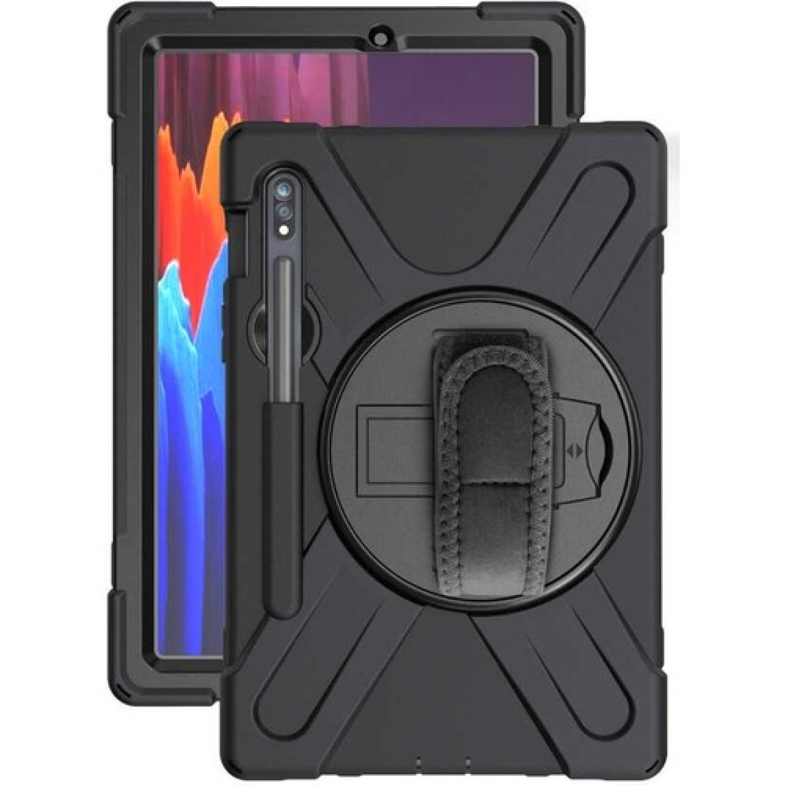 MobaxAksesuar Samsung Galaxy Tab S7 Plus T970 Kılıf Defender Askılı Zırhlı Tank Case Siyah