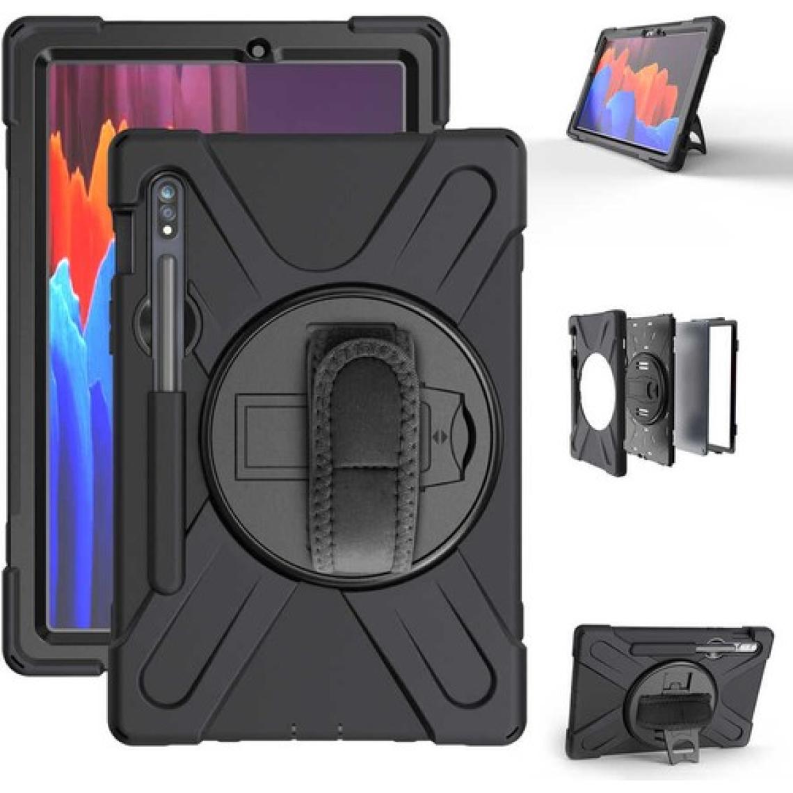 MobaxAksesuar Samsung Galaxy Tab S7 Plus T970 Kılıf Defender Askılı Zırhlı Tank Case Siyah