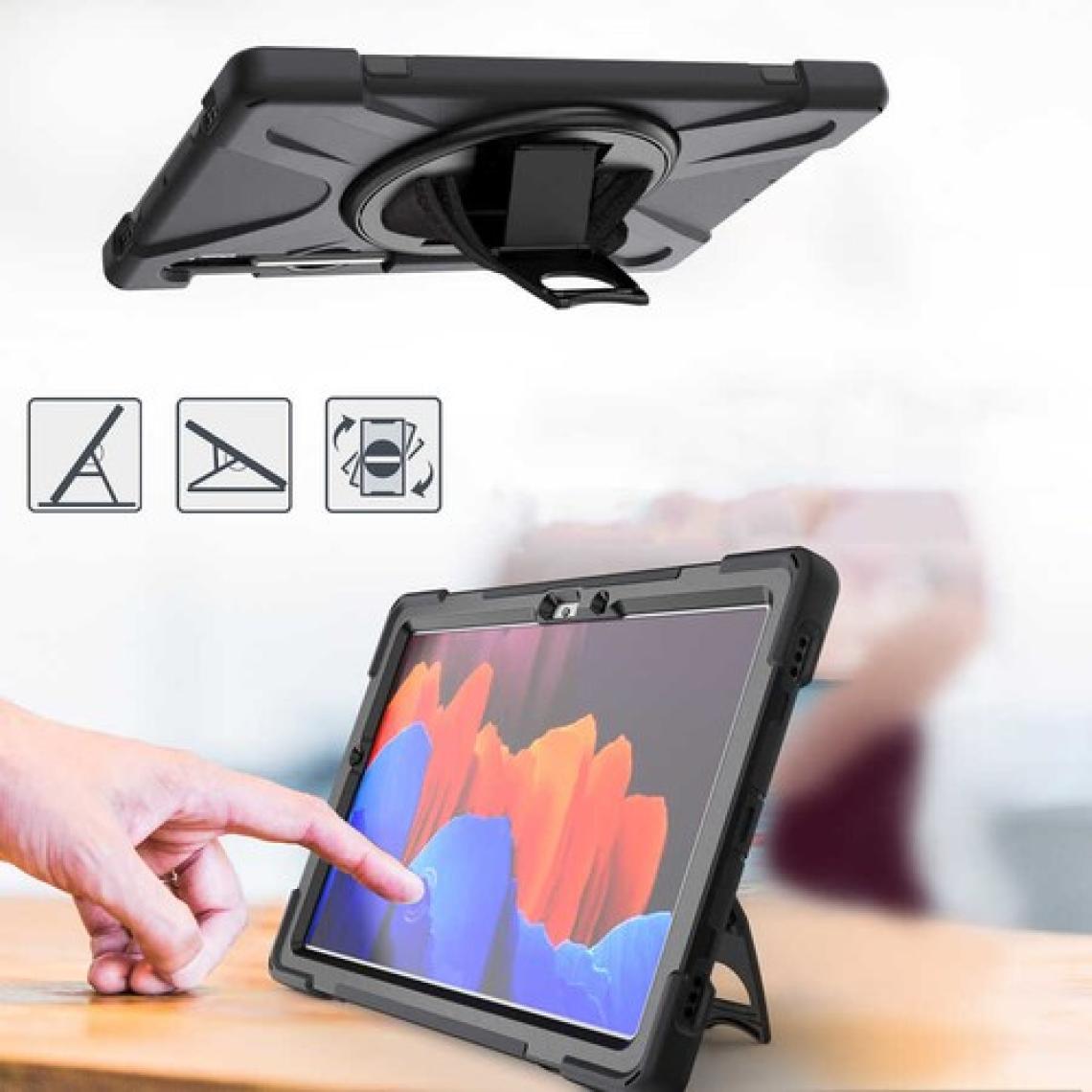 MobaxAksesuar Samsung Galaxy Tab S7 Plus T970 Kılıf Defender Askılı Zırhlı Tank Case Siyah