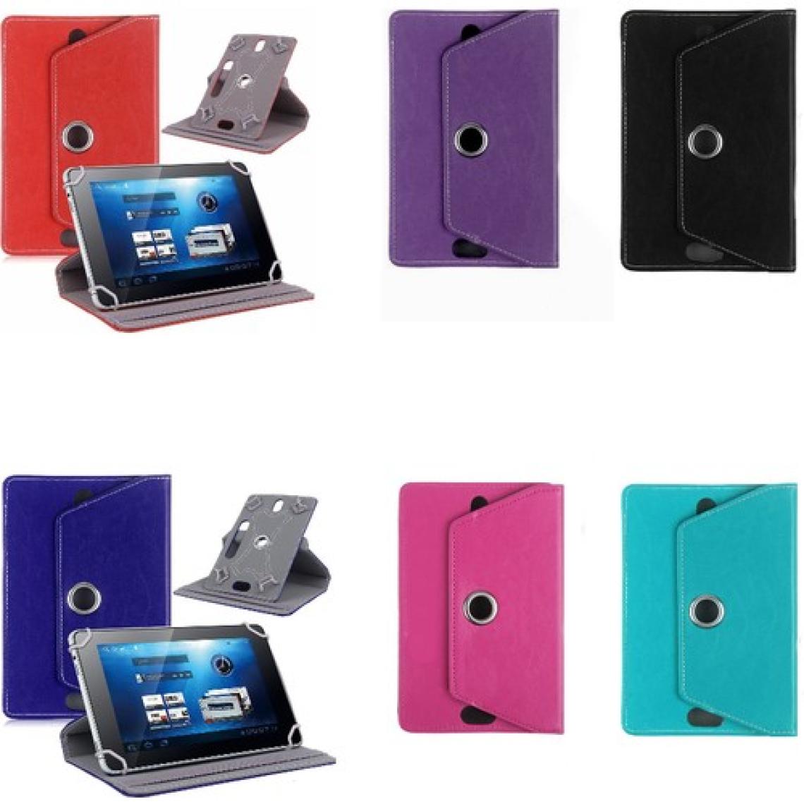Fuchsia Lenovo Tab M8 8 Inç Uyumlu Fuchsia 360° Dönebilen Standlı Kapaklı Universal Tablet Kılıfı Kırmızı