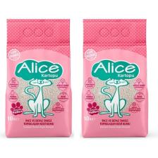Alice Kartopu İnce ve Beyaz Taneli Pudra Kokulu Kedi Kumu 2x10 lt.