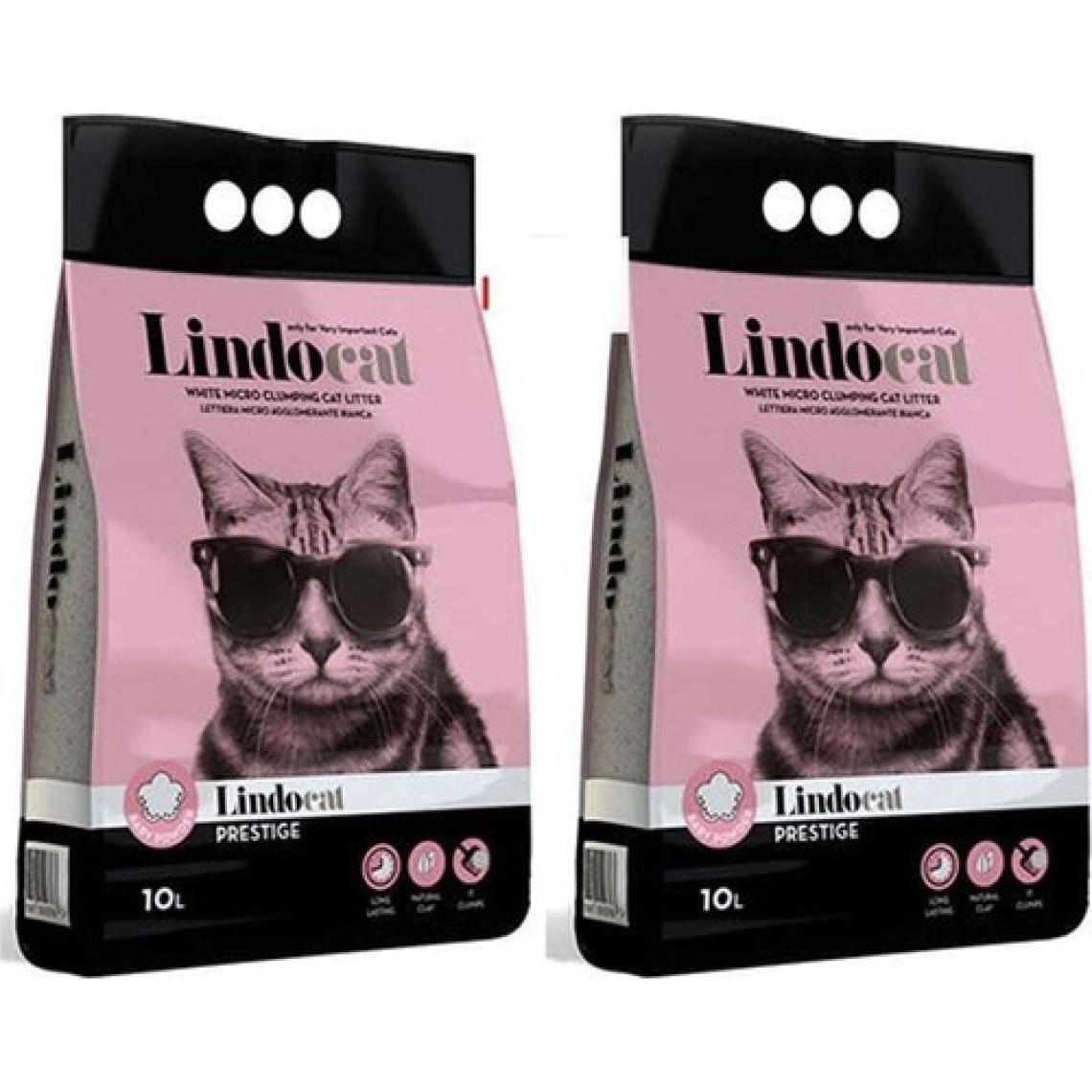 LindoCat Lindo Cat Pudra Kokulu Parfümlü Bentonit Topaklanan Ince Taneli Kedi Kumu 10 Lt 2 Adet