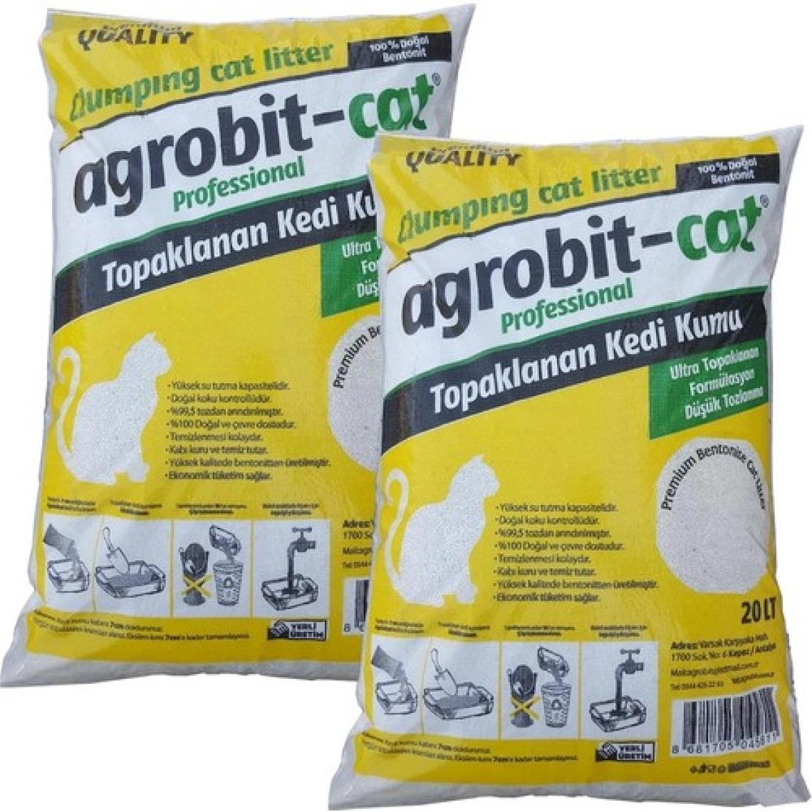 Agrobit Cat Kokusuz Doğal Bentonit Kedi Kumu 2 x 20 lt
