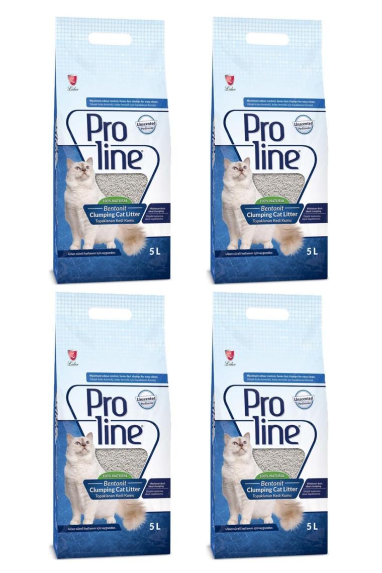 Proline Parfümsüz Topaklanan 5 lt 4'lü Bentonit Kedi Kumu