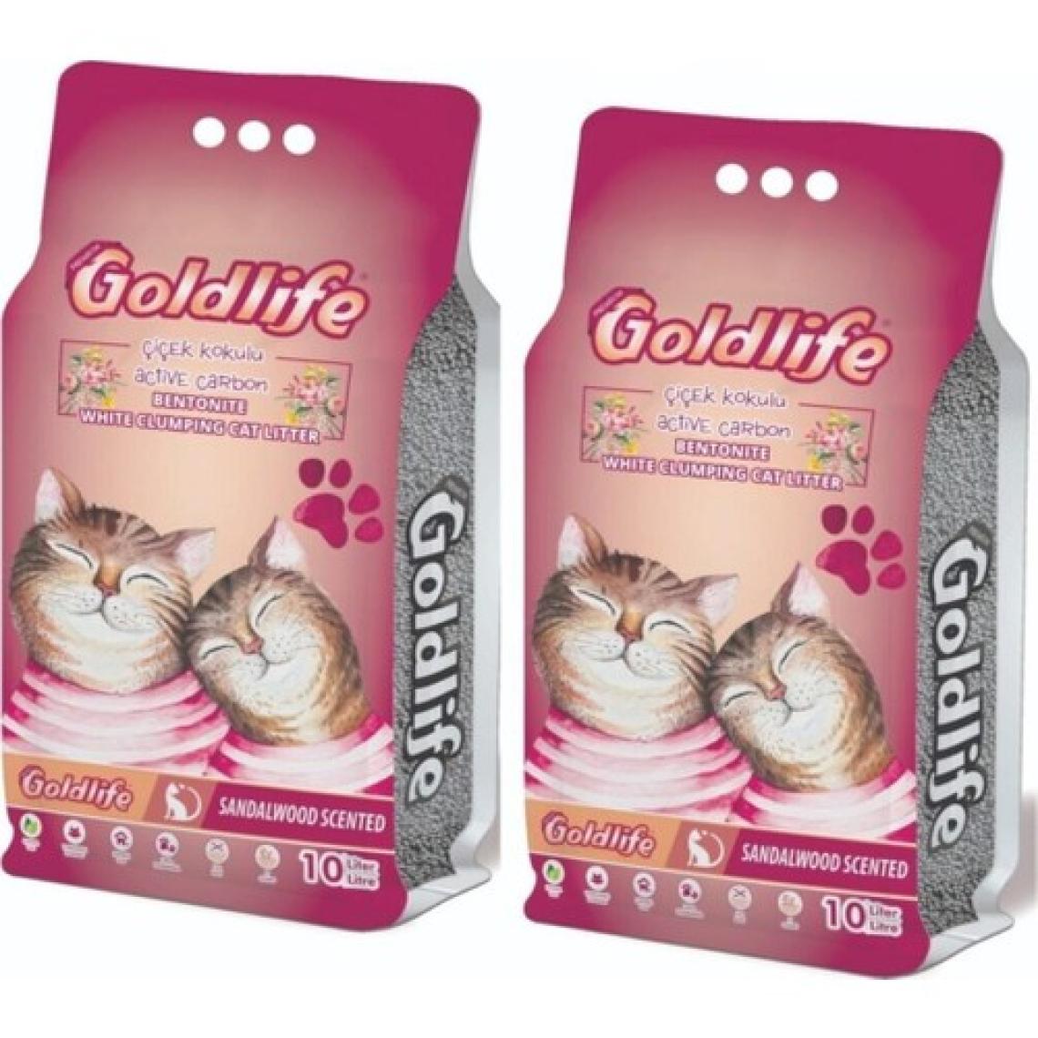 Goldlife Aktif Karbonlu Çiçek Kokulu Kedi Kumu 10 lt x 2