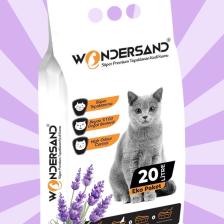 Wondersand 20 Lt Beyaz Bentonit İnce Tane Lavanta Kokulu Süper Topaklanan Premium Kedi Kumu