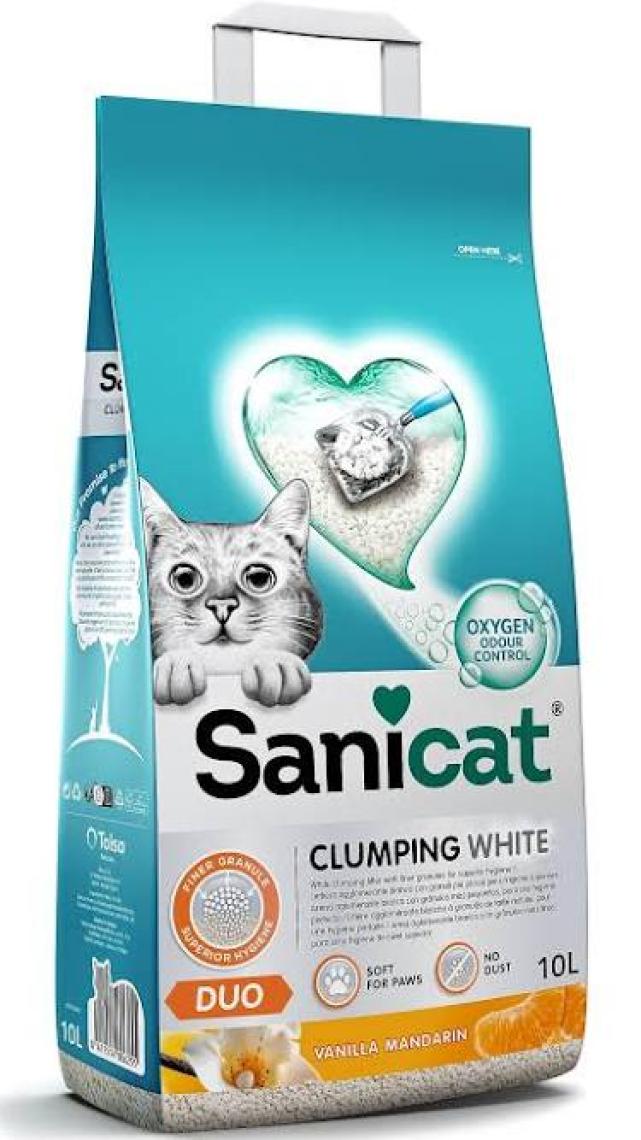 Sanicat Duo Mandalina ve Vanilya Kokulu Kedi Kumu 10 Lt