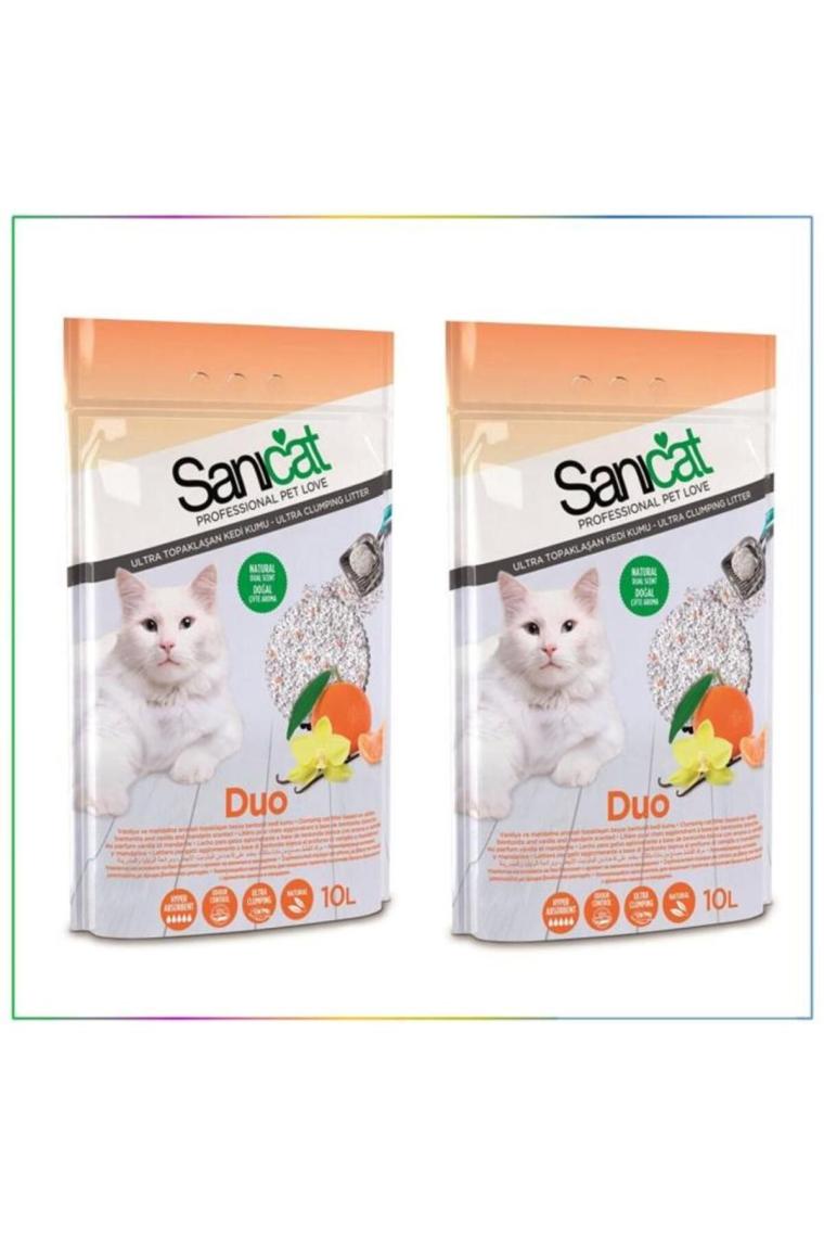 Sanicat Tozsuz Vanilyalı Mandalina Kokulu Kedi Kumu 2 x 10 Lt
