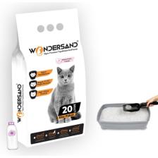 Wondersand 20 Lt Beyaz Bentonit Kalın Tane Pudra Kokulu Süper Topaklanan Premium Kedi Kumu