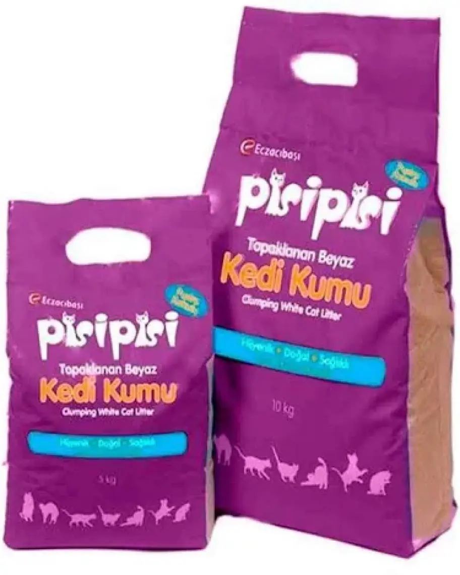 Pisipisi Kalın Taneli Pudra Kokulu Topaklanan Kedi Kumu 10 Kg