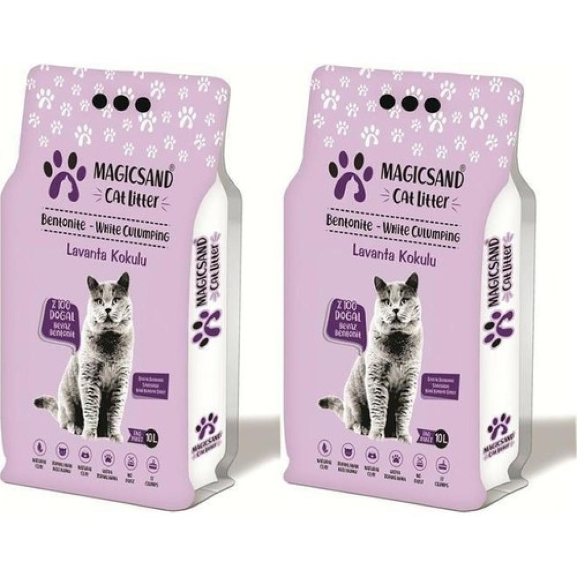 Magicsand Cat Litter Kalın Taneli Lavanta Kokulu 10 lt 2'li Paket Kedi Kumu