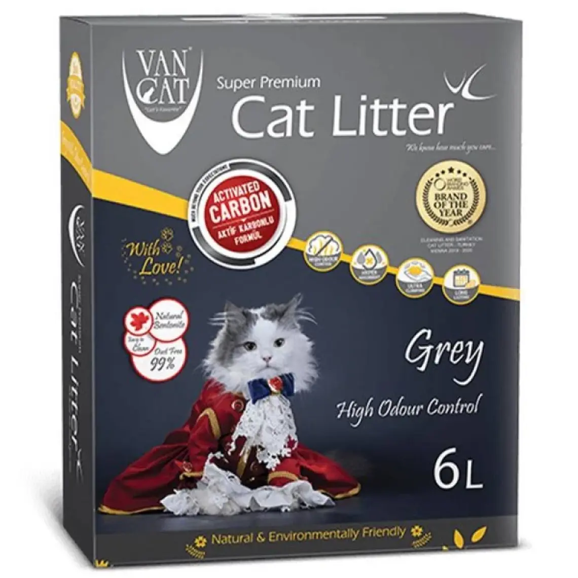 Vancat Aktif Karbonlu Premium Kedi Kumu 6 Lt.
