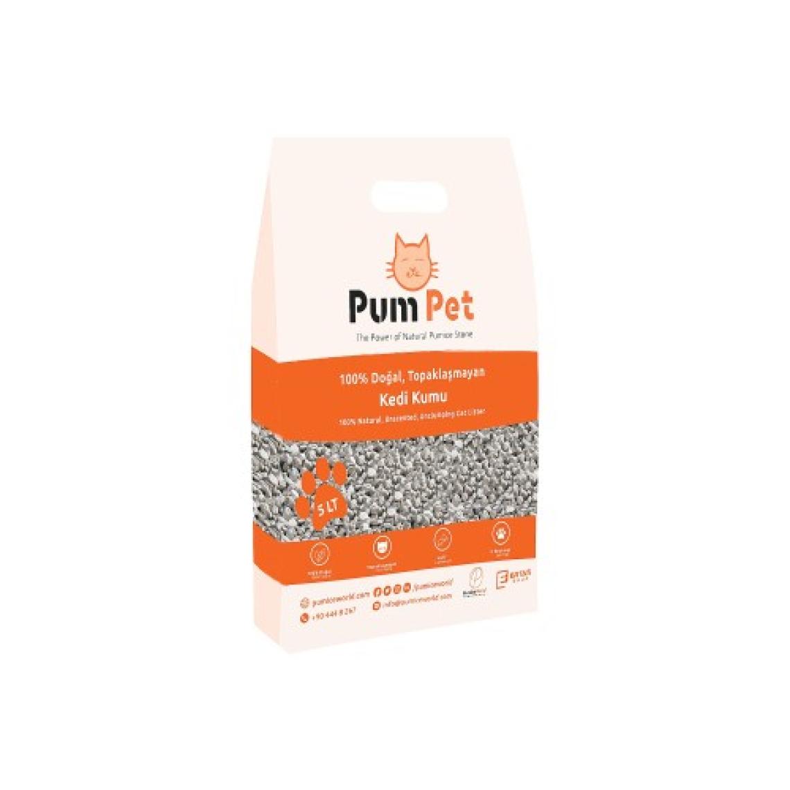 Pumice World Pum Pet Topaklaşmaz Kedi Kumu Kokusuz Kalın(1-7mm) Tane Topaklanmaz Çok Hafif 4,5 Litre