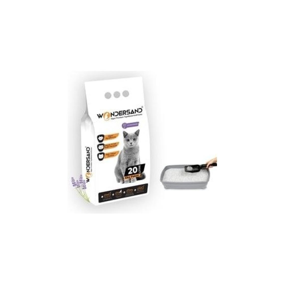 Wondersand 20 Lt Beyaz Bentonit İnce Tane Lavanta Kokulu Süper Topaklanan Premium Kedi Kumu