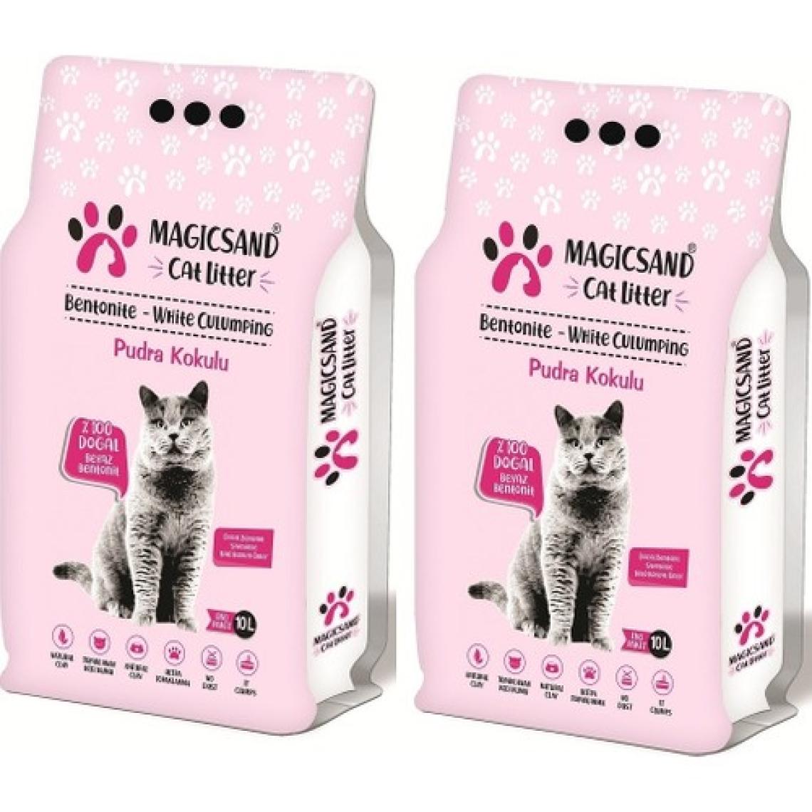 Magicsand Bebe Pudra Kokulu Topaklanan Kedi Kumu %100 Doğal Bentonit 2X10LITRE