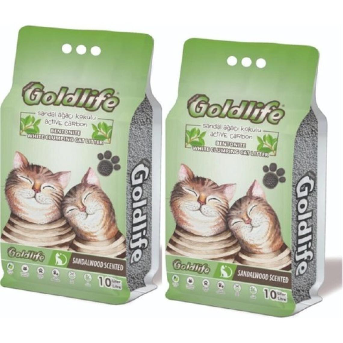 Goldlife Aktif Karbon Sandal Ağacı Kokulu Kedi Kumu 10 Lt x 2 Adet