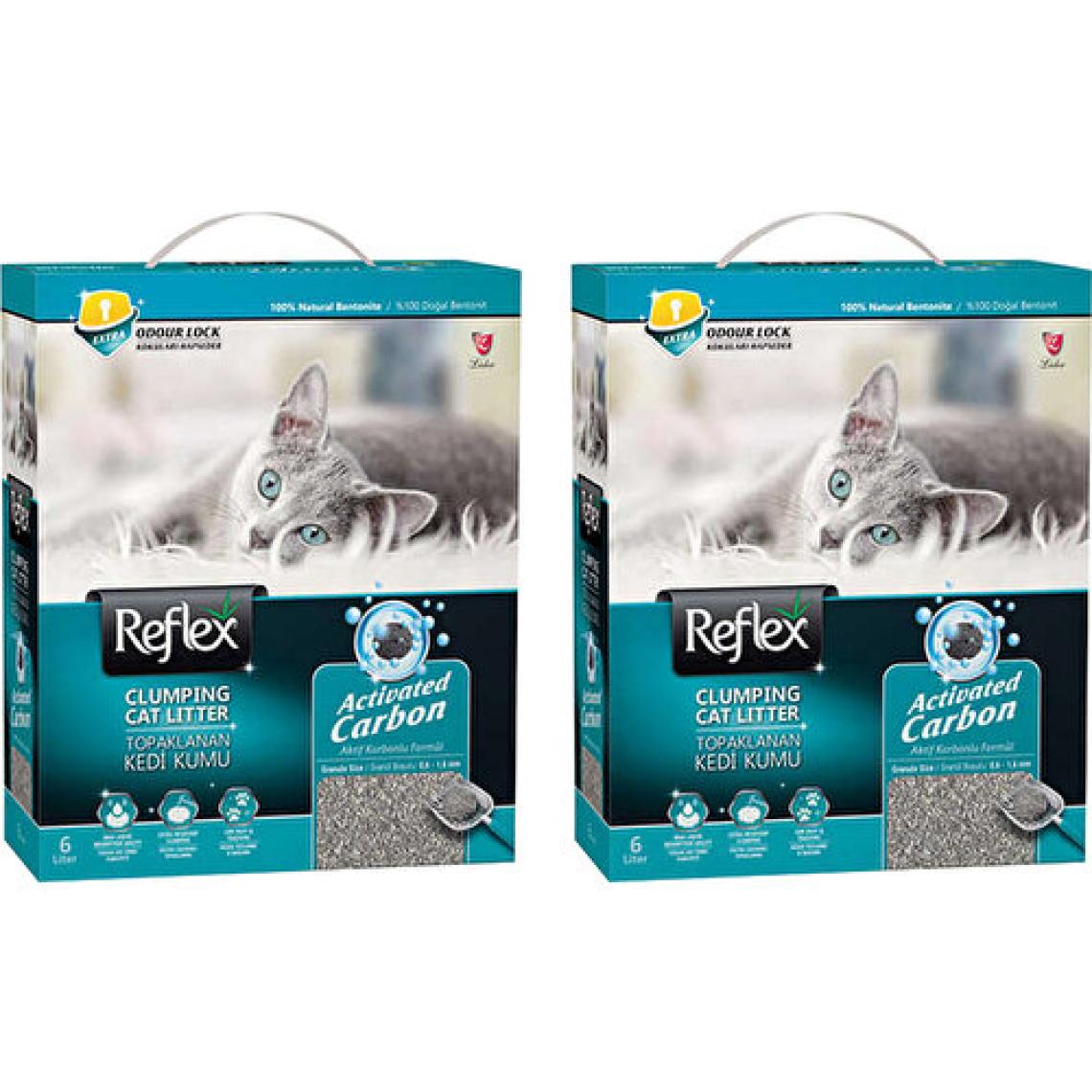 Reflex Aktif Karbonlu Topaklanan Kedi Kumu 6 Lt 2 Adet