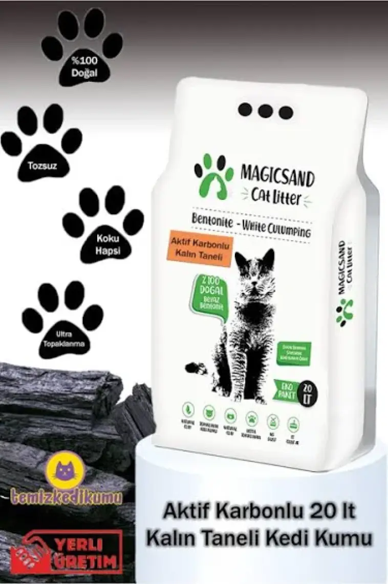 Magicsand Magic Sand Cat Litter Active Carbon Kedi Kumu Kalın Taneli 20 Lt