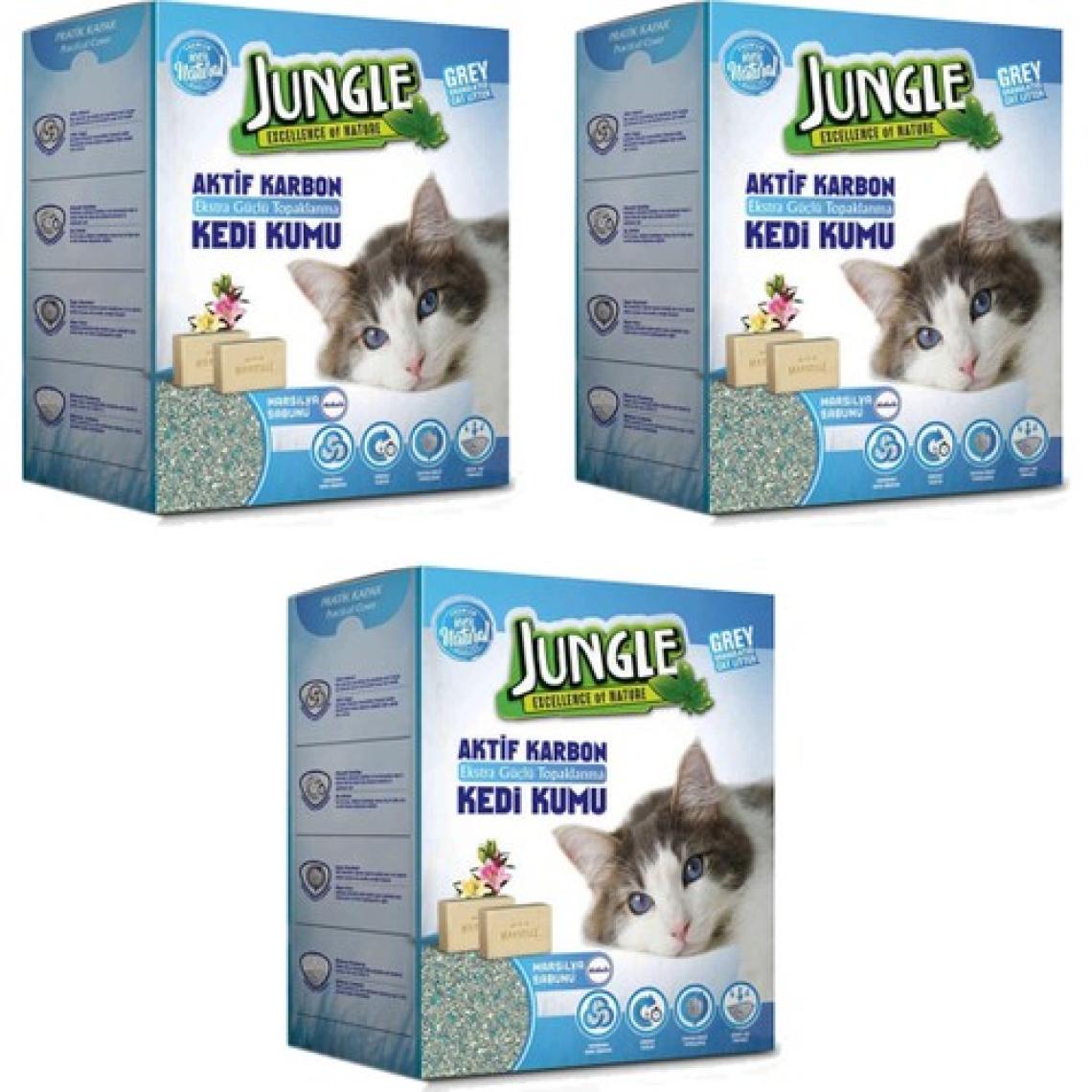 Jungle Marsilya Sabunlu Aktif Karbonlu Kedi Kumu 6 Lt x 3 Adet