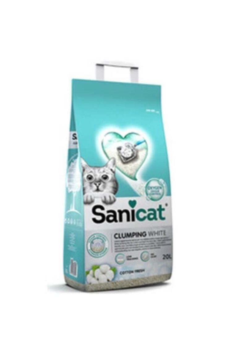 Sanicat Clumping White Cotton Fresh Oksijen Kontrol Bentonit 20 lt Kedi Kumu