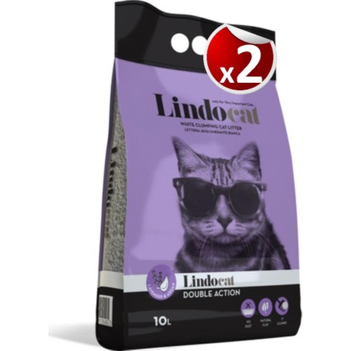 Lindocat Hijyenik Topaklaşan Lavantalı Ince Taneli Kedi Kumu 10 lt x 2 Adet
