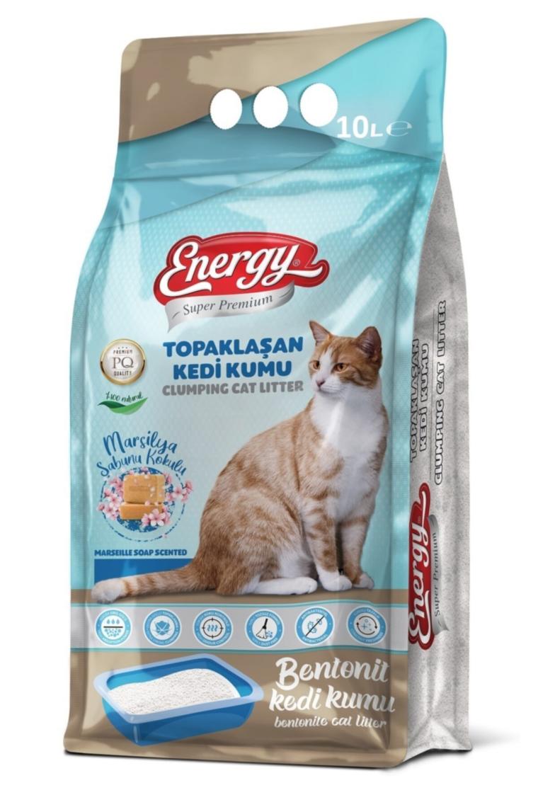 Energy Bentonit Marsilya Sabunlu İnce Taneli Topaklaşan 10 lt Kedi Kumu