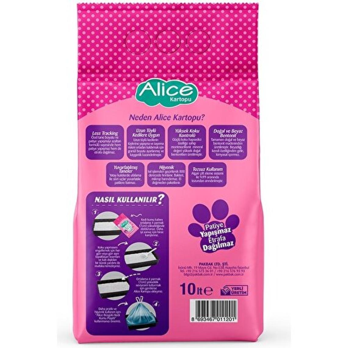 Alice Kartopu Pudralı İnce ve Beyaz Taneli 10 kg / 11.5 lt Topaklaşan Kedi Kumu