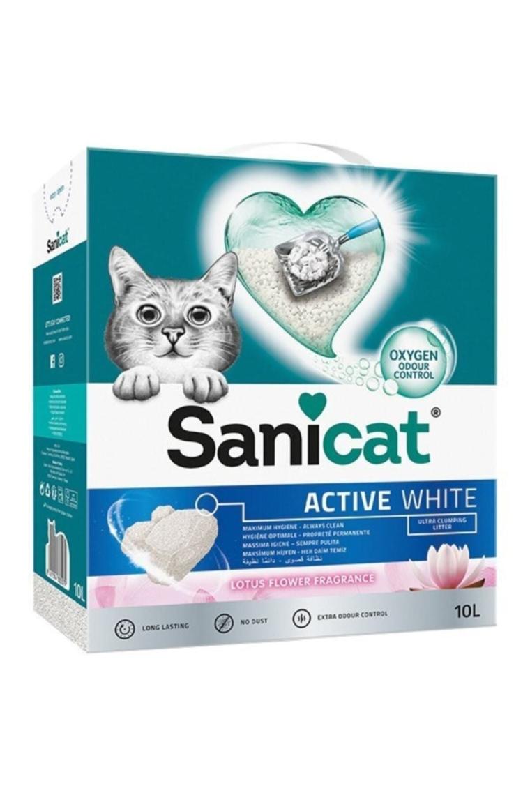 Sanicat Active White Lotus Flower 10 lt Bentonit Kedi Kumu