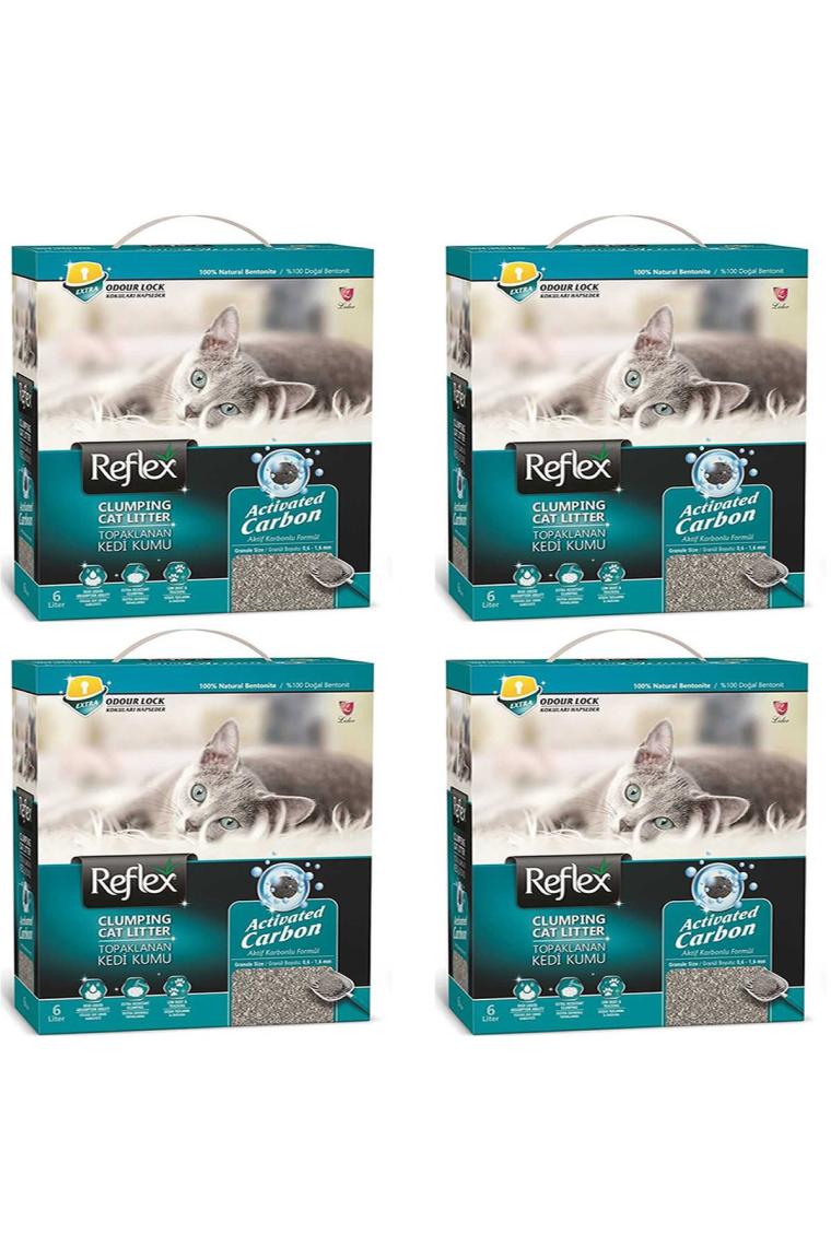Aktif Karbonlu Topaklanan Kedi Kumu 6 lt x 4 Adet
