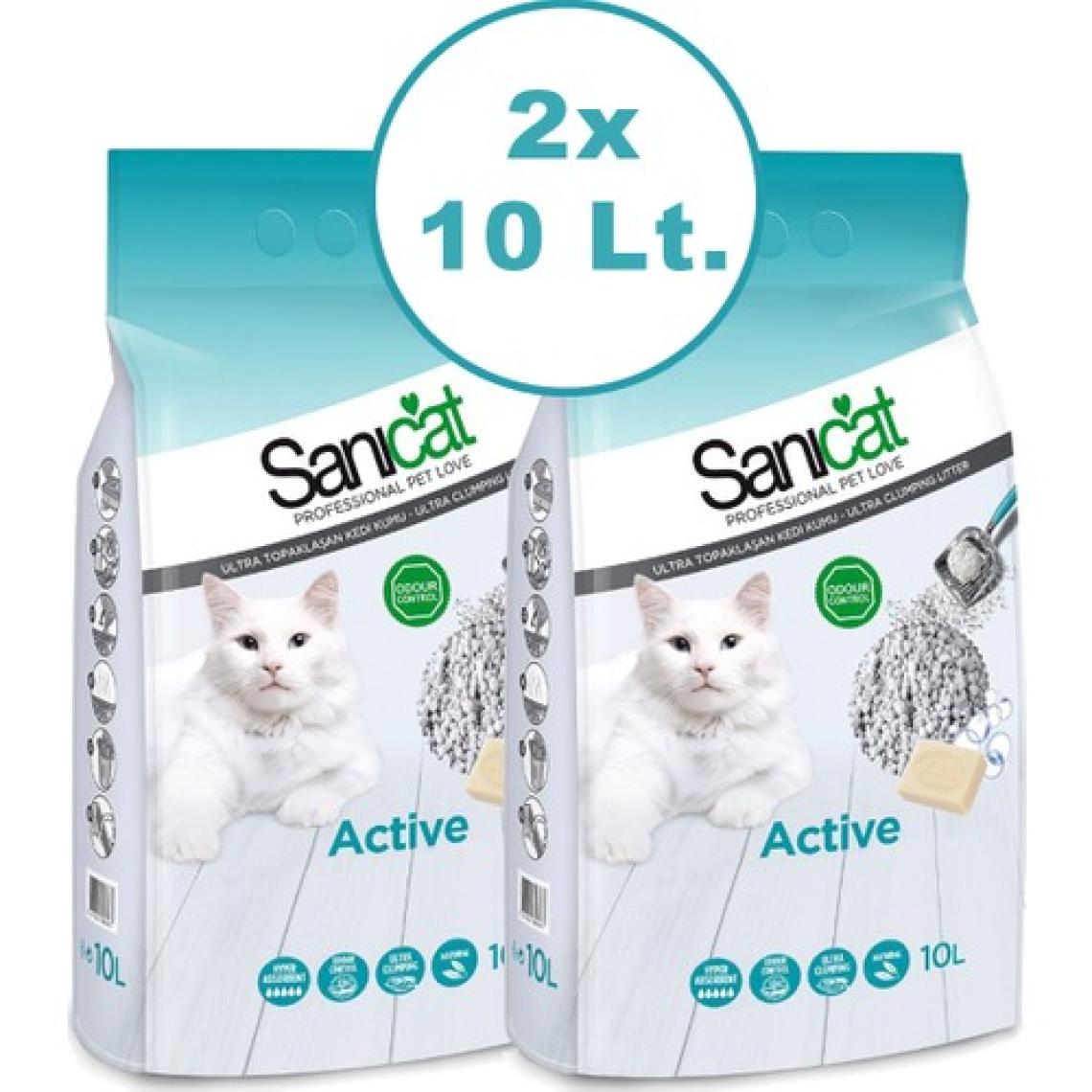 Sanicat Active Topaklaşan Marsilya Sabunu Kokulu İnce Kedi Kumu 2 x 10 Lt