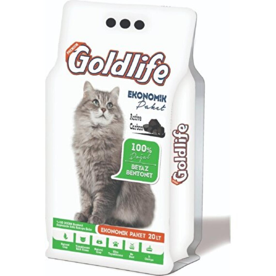 Goldlife Ekonomik Paket Aktif Karbonlu İnce Taneli 20 lt Bentonit Kedi Kumu