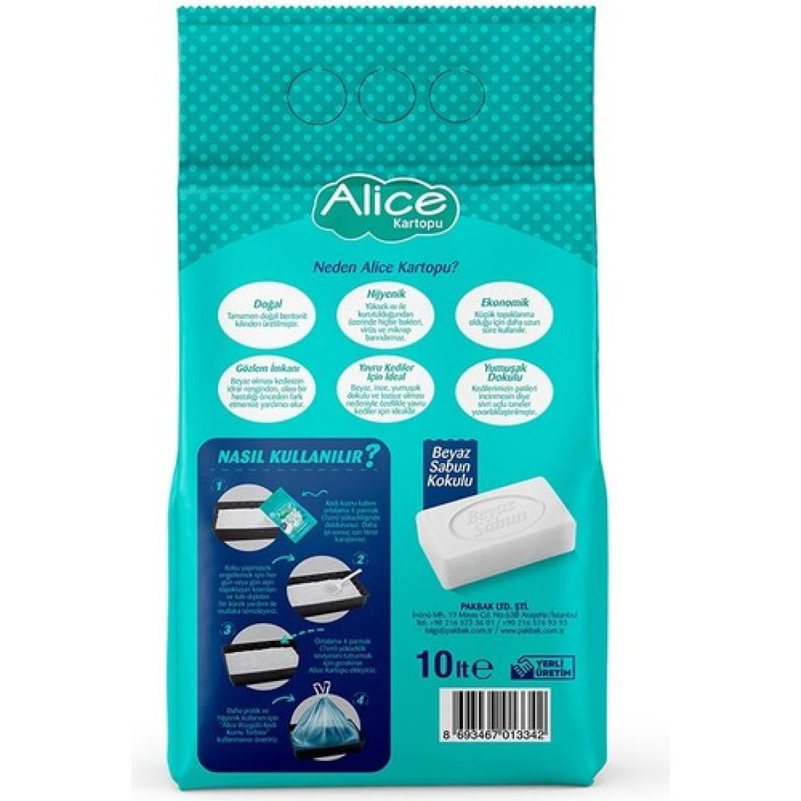 Alice Kartopu İnce Taneli Kedi Kumu/Beyaz Sabun Kokulu 2x10 lt.