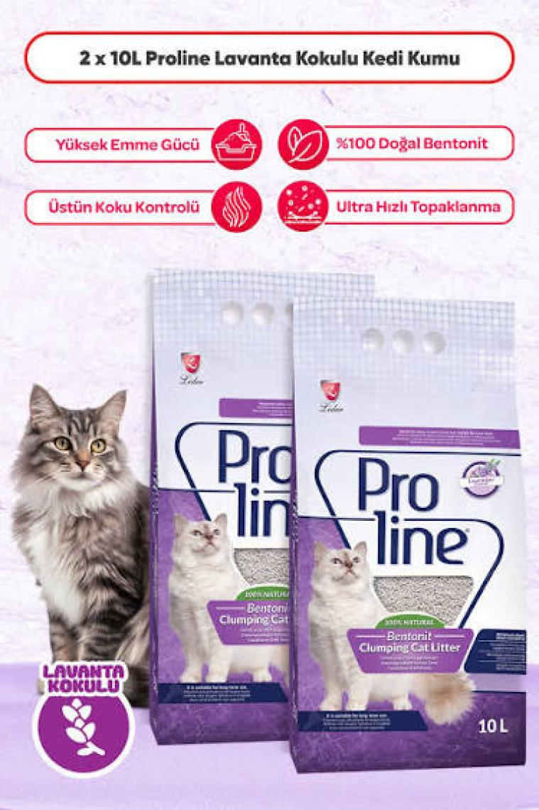 Pro Line Lavanta Kokulu Topaklaşan Kedi Kumu 10 Lt (2 Adet)