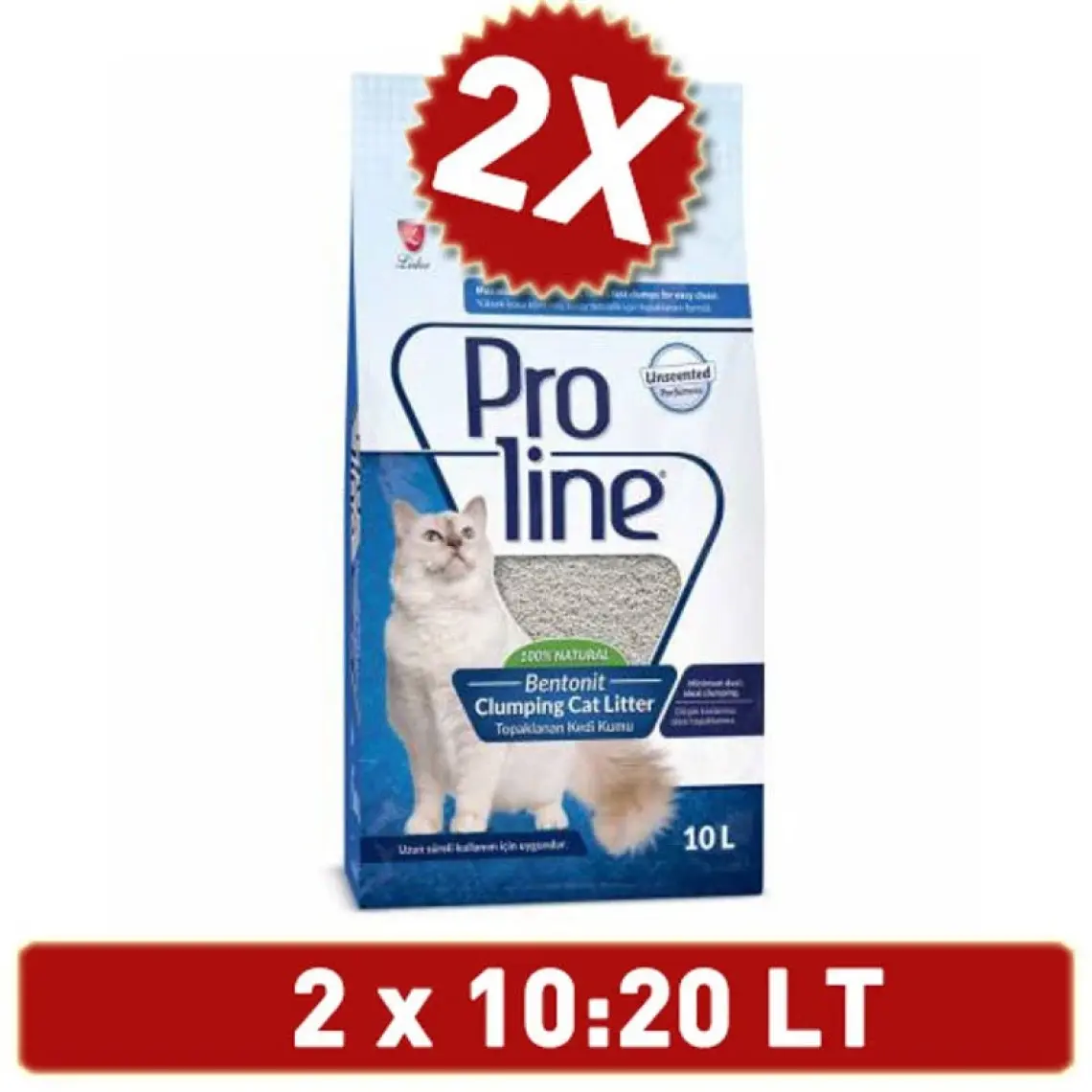 Pro Line Parfümsüz Topaklanan Kedi Kumu 10 Lt (2 Adet)
