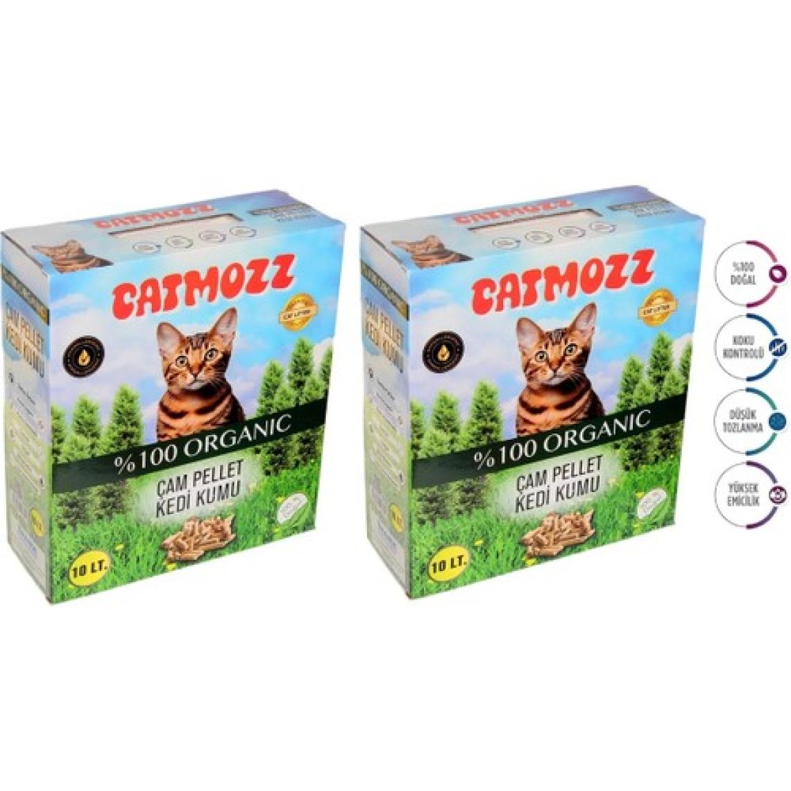 Catmozz Doğal Organik Çam Peleti Kedi Kumu 10 Lt x 2 Adet