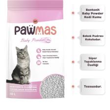 Bebek Pudrası Kokulu Bentonit Kedi Kumu 10 Lt