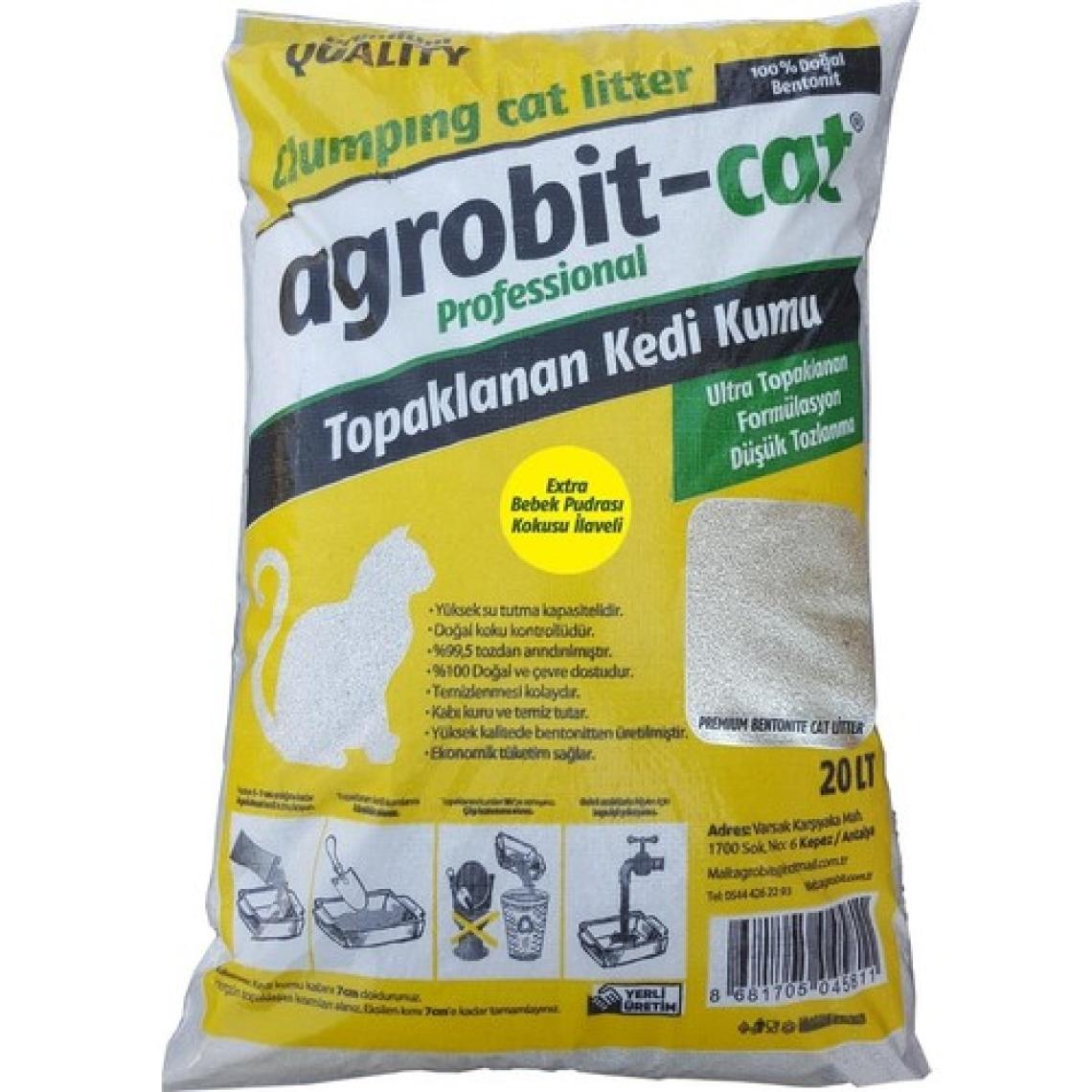 Agrobit Cat Bebek Pudrası Kedi Kumu Doğal Bentonit İnce Taneli 20Lt Çuval  6602-15