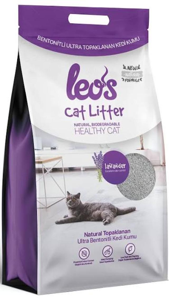 Leos Cat Litter Lavanta Kokulu İnce Bentonit Kedi Kumu 10 Lt