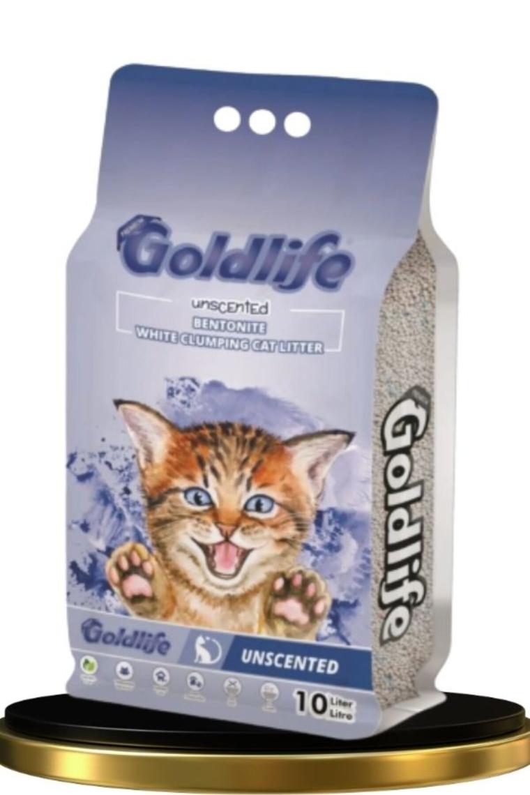 Goldlife Naturel Kokusuz Topaklanan Bentonit Ince Taneli Kedi Kumu 10 Lt