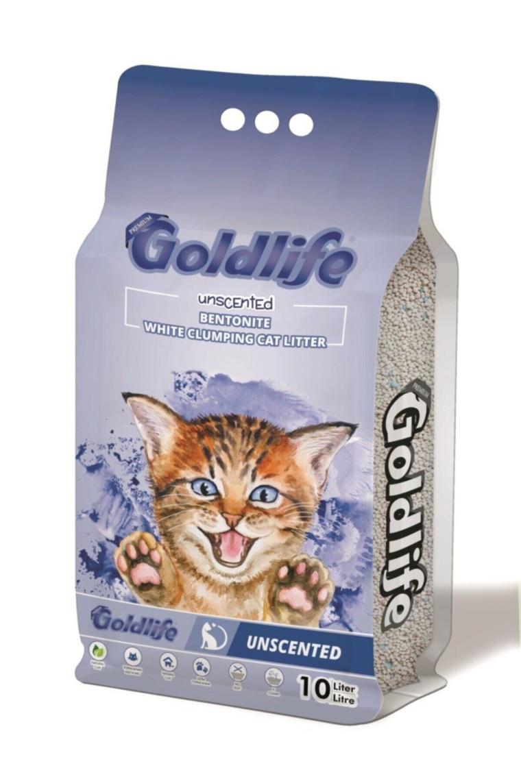 Goldlife Naturel Kokusuz Topaklanan Bentonit Ince Taneli Kedi Kumu 10 Lt