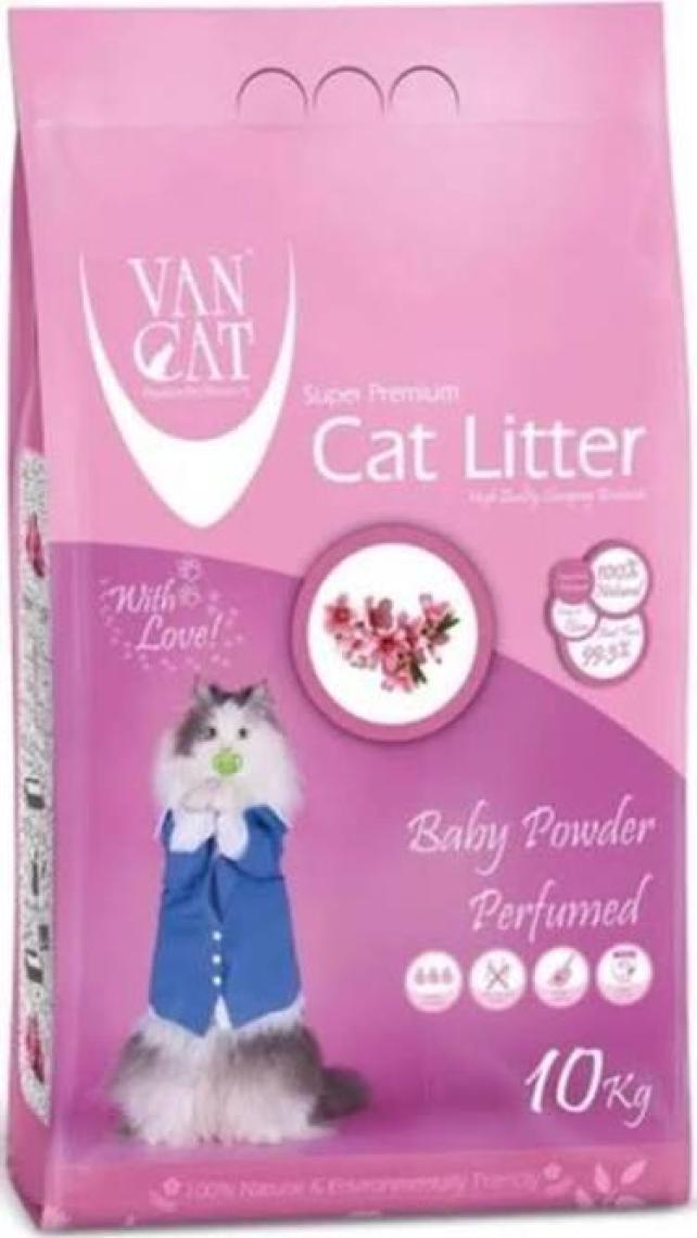 VanCat Topaklanan Bebek Pudralı İnce Taneli Kedi Kumu 10 Kg