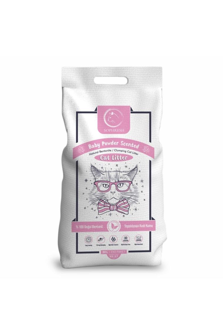 Sophresh BS250 Bebek Pudrası Kokulu Topaklanan Kedi Kumu 20 Lt Cat Litter