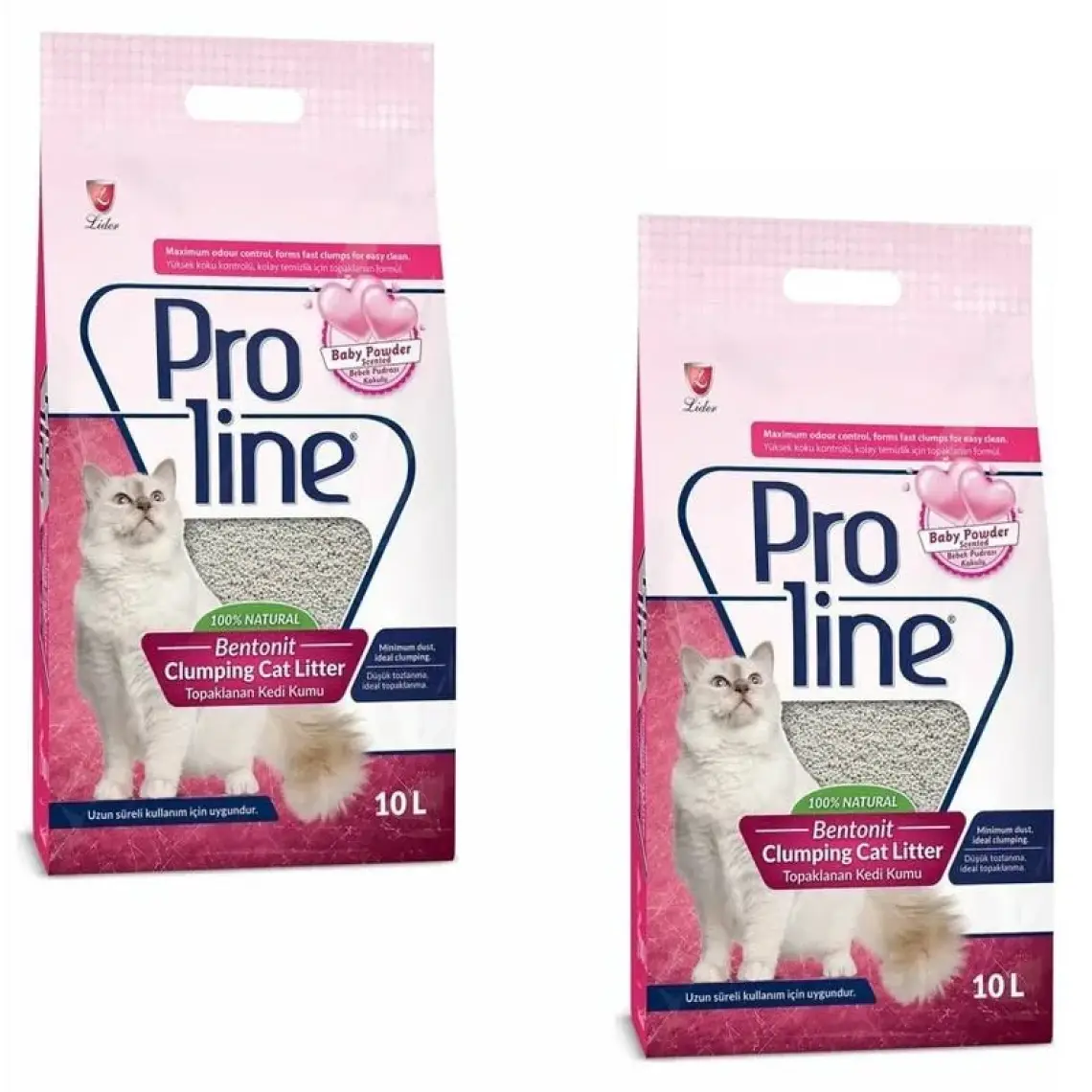 Pro Line Bebek Pudrası Kokulu Topaklanan Kedi Kumu 10 Lt (2 Adet)