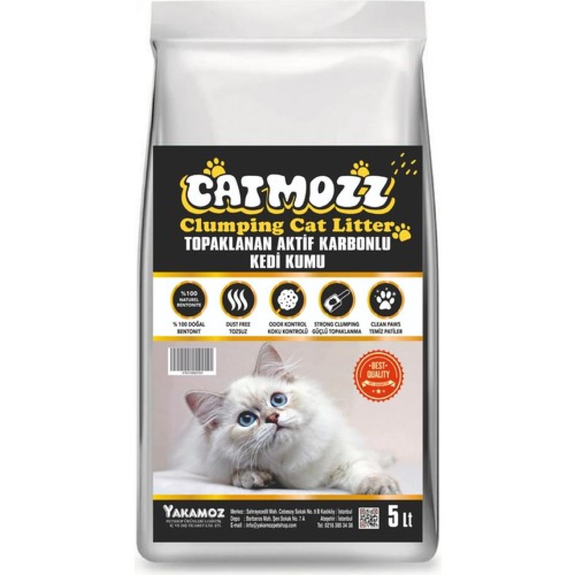 Catmozz Aktif Karbon (Activated Carbon) Topaklanan Kedi Kumu 5 Lt